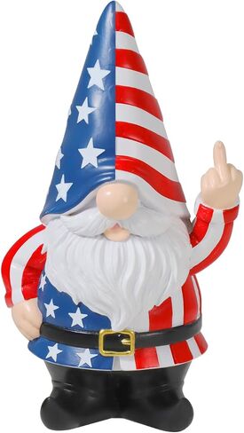 Hilarious Patriotic Gnome Figurine 4th of July American Flag Gnome with Funny Middle Finger Independence Day 250th Anniversary Party Decoration for Garden Tabletop Outdoor Yard Home Decor in Kuwait