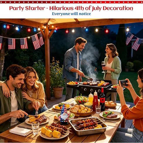 Hilarious Patriotic Gnome Figurine 4th of July American Flag Gnome with Funny Middle Finger Independence Day 250th Anniversary Party Decoration for Garden Tabletop Outdoor Yard Home Decor in Kuwait
