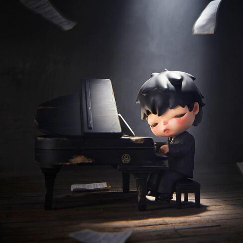 POP MART Hirono The Pianist Figure Figurine, 3.15 inches Height, Toys for Modern Home Decor, Collectible Toy Set for Desk Accessories in Kuwait