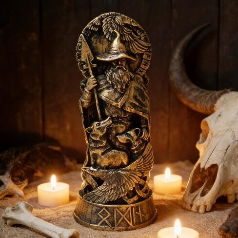 تمثال ديكور الأساطير الإسكندنافية، تماثيل راتنج أودين، ديكور منزلي لإله الفايكنج للأرفف والمذابح in Saudi Arabia