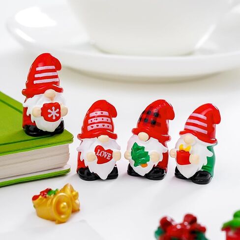 12 Pieces Miniature Plastic Figurines Set, Holiday Gnomes Collection, Multi-Color Seasonal Decorative Statues for Fairy Garden, Terrarium, Plant Pots, Micro Landscape Decor in Saudi Arabia