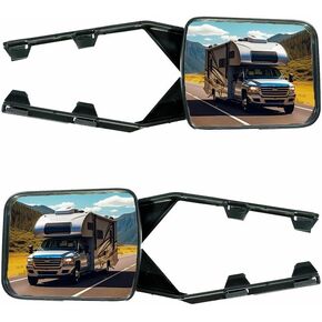 YOMTOVM 2pcs Dual View Tow Mirror, Clip-On Towing Mirrors Extensions 360° Adjustable Universal Trailer Mirrors for Vehicle Car Camper Truck in Kuwait