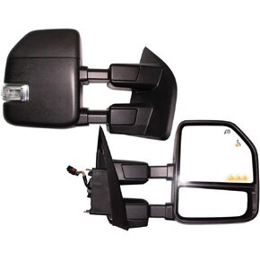 AERDM New towing mirror Black Housing with Temperature sensor fit Ford Super Duty F-250 F-350 F-450 F-550 2017 2018 2019 w/Blind Spot with arrow Lamp,Turn Signal, Puddle, Clearance and Auxiliary Lamp