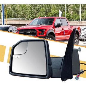 ضوء مرآة LUCTEND لسحب الركاب متوافق مع 2015-2020 FORD F-150 باللون الأسود مع زجاج النقطة العمياء، زجاج الطاقة، مُسخن، إشارة الانعطاف
