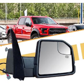 LUCTEND Passenger Towing mirror Light Compatible with 2015-2020 FORD F-150 Black with Blind Spot Glass,Power Glass,Heated,Turn Signal