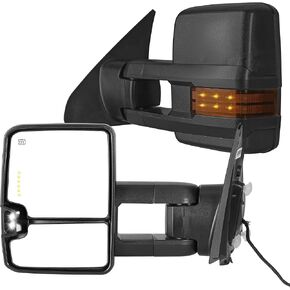 YITAMOTOR Towing Mirrors Compatible with 2007-2018 Tundra, Power Heated Telescoping Foldable Arrow Turn Signal Light Clearance Light Running Light Blind Spot Light Yellow Lens