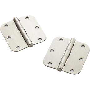JOY DECOR 3 Pack Rounded Matte Black Door Hinges 3-1/2" x 3-1/2" Stainless Steel Hinges Flat Iron Bifold Residential Standard 3.5 x 3.5 Inch Door Hardware with 5/8" Radius Corners