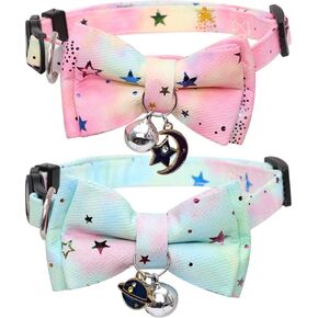 طوق القطط قابل للفصل مع ربطة عنق لطيفة ونجمة جرس من أجل سلامة كيتي القابلة للتعديل in Kuwait