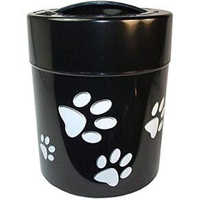 2.5 Pound Vacuum Sealed Pet Food Storage Container; Black Cap & Body/White Paws