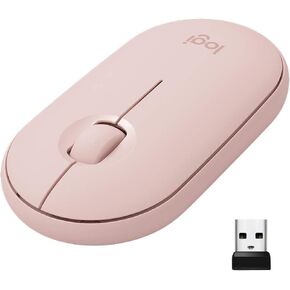 ماوس لاسلكي Logitech Pebble M350 مزود بتقنية Bluetooth أو USB - ماوس كمبيوتر نحيف وصامت مع نقرة هادئة لأجهزة الكمبيوتر المحمول والكمبيوتر المحمول وأجهزة الكمبيوتر الشخصية وأجهزة Mac - أزرق رمادي (متجدد)