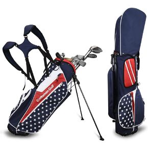 CRAFTSMAN GOLF Golf Stand Bag for Men Women 4 Way Divider 6 Pockets Navy USA Flag Portable Lightweight Golf Bags with Adjustable Shoulder Straps and Waterproof Rain Cover