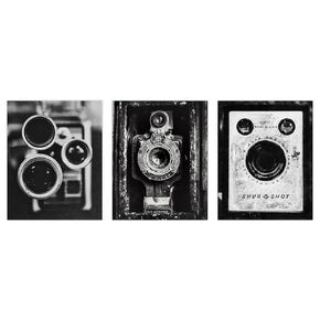 Black and White Vintage Camera Prints for Rustic Industrial Wall Decor - Set of 3 SMALL 5x7" Unframed Fine Art Photos - Office Wall Art, Photographer Gift, Gift for Him