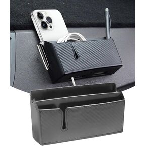 Universal Car Storage Box,Car Cell Phone Holder,Interior Car Accessories Multifunctional Auto Dashboard Pocket Organizer,Carbon Fiber Car Pocket Organizer for Cellphones Key Coin Pen
