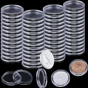 400 Pcs 21 mm Coin Holder Capsules Clear Round Plastic Coin Container Case for Silver Bar Coin Collection Supplies