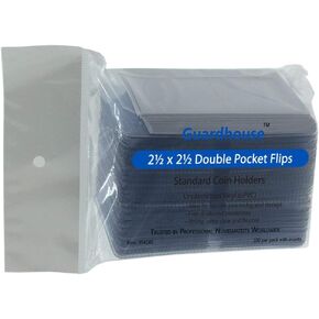 2 x 2 Double-Pocket Unplasticized Coin Flips Pack of 100 with Paper Inserts from Guardhouse