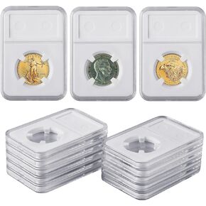 10-Pack 33mm Coin Slab Display Holder, Clear Acrylic Storage Case for U.S. 1 oz Gold & Platinum Eagles, 1 oz Gold American Buffalo and Other 32.7mm Coins, Four-Point Fixation Coin Collection Box