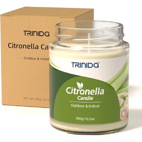TRINIDa Citronella Candles - Premium Citronella Scented Candle for Outdoor, Enhanced Scents, Soy Candles with Long Burning Time - Ideal for Outdoor, Backyard, Indoor