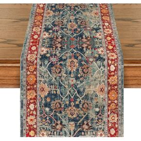 Artoid Mode Boho Bohemia Style Red Table Runner, Country Rustic Farmhouse Magical Fall Kitchen Dining Table Decoration for Home Party Decor 13x72 Inch