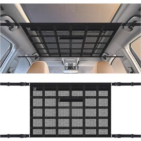 Upgrade Car Ceiling Cargo Net Pocket with Zip,Double Layers+Avoid Sagging Roof Cargo Bag for Toy,Quilts,Tickets,Universal Road Trip Essentials Car Organizers and Storage for Car Truck SUV