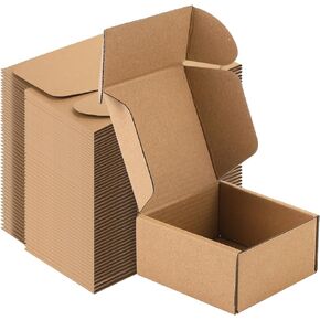 4x4x2 inches Shipping Boxes Set of 50, Brown Corrugated Cardboard Box,Recyclable Literature Mailer Boxes for Small Business Packaging, Mailing, Shipping (4x4x2’’-50pcs)