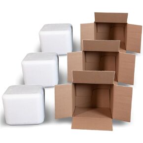 Robin II EPS Foam Cooler (Outside Dimensions: 9" x 8" x 7.5") with Shipping Box - 3 Pack, Protective, Thermal, Insulated, Biodegradable, Recyclable, Shipping/Storage