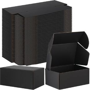 50 Pack Black Shipping Boxes Corrugated Cardboard Mailing Boxes Gift Boxes with Lids Bulk Small Business Mailer Boxes for Packing Jewelry Ornament Gifts Wrap Packaging Supplies (6 x 4 x 3 Inch) in Kuwait
