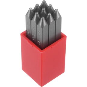 HARFINGTON 9pcs Number Stamp Set 5/64" 2mm High Tool Steel 0-9 Punch Press Tools Metal Stamps Set Hammer Hand Punch for Metal Plastic Wood Leather Brass Stamping