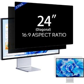 AIKICE (2 Pack) 23.8 Inch Computer Monitor Privacy Screen for 16:9 Widescreen Monitor, Eye Protection Anti Glare Blue Light Computer Monitor Privacy Filter, Removable Anti-Scratch Protector
