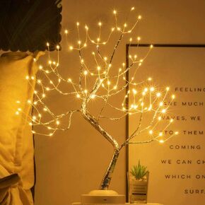 FuChsun Bonsai Tree Light 108 LED 4 Color Shimmer Silver Branches Battery and USB Operated (Galaxy Glow Silver Branch)
