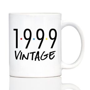 Vintage 1999 - Fun 25th Birthday Coffee Mug Gifts for Men & Women Turning 25 - Retro Coffee Cups - Large 15oz White Ceramic Mug