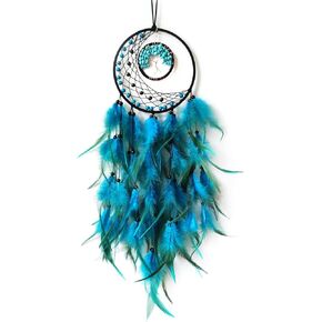 Blue Feather Dream Catcher, Tree of Life Dream Catchers for Bedroom Decor, Crystal Stone Dream Catcher for Wall Hanging Decor Handmade Feather Craft Gift