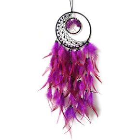 SOYUZU Crystal Stone Dream Catcher, Tree of Life Dream Catchers, Purple Feather Dream Catcher for Bedroom Decor, Handmade Dream Catcher for Wall Hanging Decor Gifts