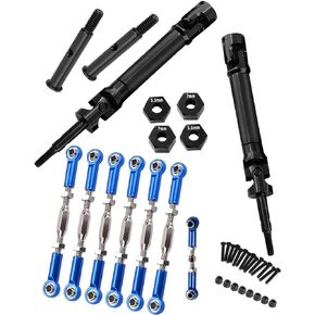 hopsupRC CVD Upgrades Part for 1/10 Slash/Rustler/Stampede/Hoss 2WD,Stainless Steel Rear Drive Shaft CVD & Front Axles,Alloy Aluminum Adjustable Turnbuckles Camber Links Toe Link,Red