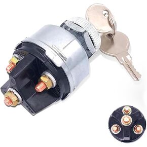 jokormo 1 PC Car Ignition Start Switch, ON/Off/Start/Acc Four-Function Starter Switch with Key, Portable Quick Wiring Switch Modification Accessories, for Most Cars, Trucks, and Forklifts (Silver)
