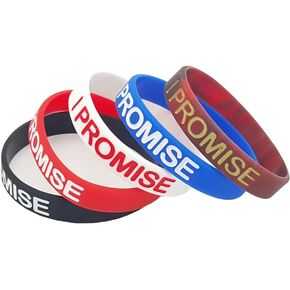 NewSilkRoad I Promise Silicone Sport Wristband Bracelet,5Pcs Assorted Color