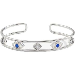Alex and Ani AA765823SS، سوار كريستال عين الشر، فضي لامع، أزرق، أساور