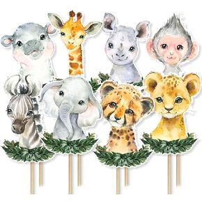 24Pcs Safari Centerpiece Sticks, Jungle Animals Baby Shower Party Decorations Table Toppers for Boys Kids, Safari Themed Party Supplies, Wild One Birthday Party Decorations