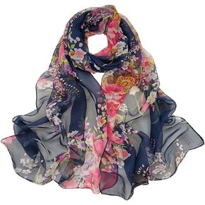 Scarfs for Women Lightweight Fashion Scarves Elegant Floral Pattern Sheer Scarfs