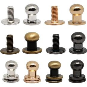 4 Colors 7mm Round Head Chicago Screws Buttons Stud Slotted Screws Cap Button Leather Rivets Hardware Parts for DIY Craft Leather Craft Tool Case Buckle(40pcs)