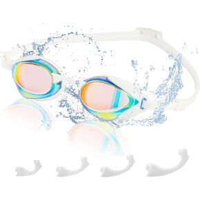 hnearstar Professional Racing Mirrored Goggles Adjustable Scale Strap Anti-fog Anti-UV Silicone Swim Goggles Adult Men Women