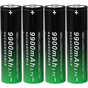 18650 Rechargeable Battery 9900mAh High Capacity 3.7Volt 18650 Batteries for Led Flashlight Headlamp Button Top 4 Pack
