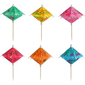 Drink Umbrellas Cocktail Picks Hawaii Party Dessert Table Decoration Beach Themed Cupcakes Toppers Mocktail Luau Parasols Toothpicks for Tropical Hawaiian Tiki Party