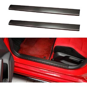 JSWAN 2pcs Real Carbon Fiber Car Door Pedal Kick Cover Fit for 11th Gen Civic Type R FL5 Typer Door Sill Cover Front and Rear Door Kick Panels Strip Overlay Accessories (2pcs Front Door Gloss)