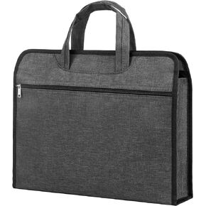XGalarryo Document Bag, Portable Briefcase with Zipper, Oxford Laptop Bag with Handle, File Bag with 2 Compartments for School Office Business, Storage Bag for Document Folder A4 Laptop (Grey)