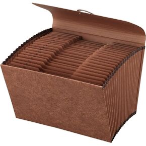 Office Depot® Brand Faux Leather Expanding File, A-Z, 21 Pockets, Legal Size, Brown