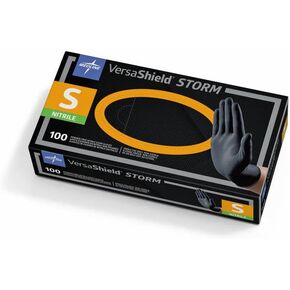 Medline MG6111 VersaShield Storm Non-Sterile, Powder-Free, Latex-Free, Nitrile Exam Gloves, Black, Small, 100 Count