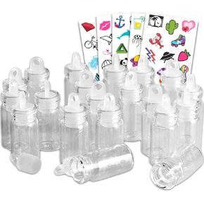 Platinum Series 48 Pack Mini Acrylic Jars for Crafting - Bundle with 1ml Tiny Bottles for Crafts, Baby Shower, Wedding, Wishing Bottles, DIY Decorations, More Plus Tattoos