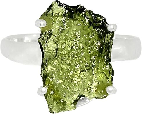 Natural Moldavite Rough Ring 925 Sterling Silver Handmade Jewelry (3) in Saudi Arabia