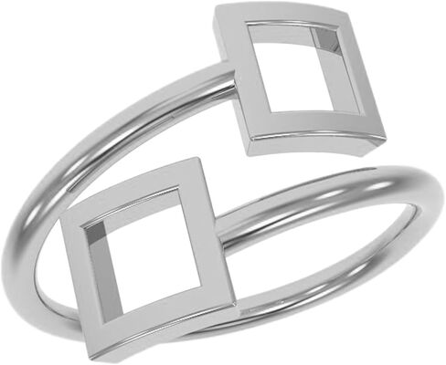 18K Gold Rings for Women - Stackable Rings in Authentic 925 Sterling Silver - Full Square Knuckle & Thumb Ring - Sterling Silver Rings for Teen Girls - Dainty Minimalist Rings for Women (Size 6) in Saudi Arabia