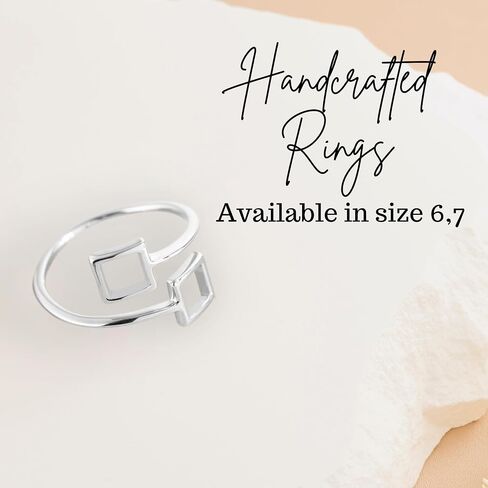 18K Gold Rings for Women - Stackable Rings in Authentic 925 Sterling Silver - Full Square Knuckle & Thumb Ring - Sterling Silver Rings for Teen Girls - Dainty Minimalist Rings for Women (Size 6) in Saudi Arabia